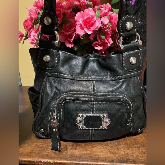 B MAKOWSKI LEATHER BLACK PURSE WITH BRAIDED SHOULDER WITH DUSTBAG - Picture 1 of 10